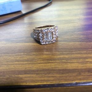 Plated gold ring with diamonds